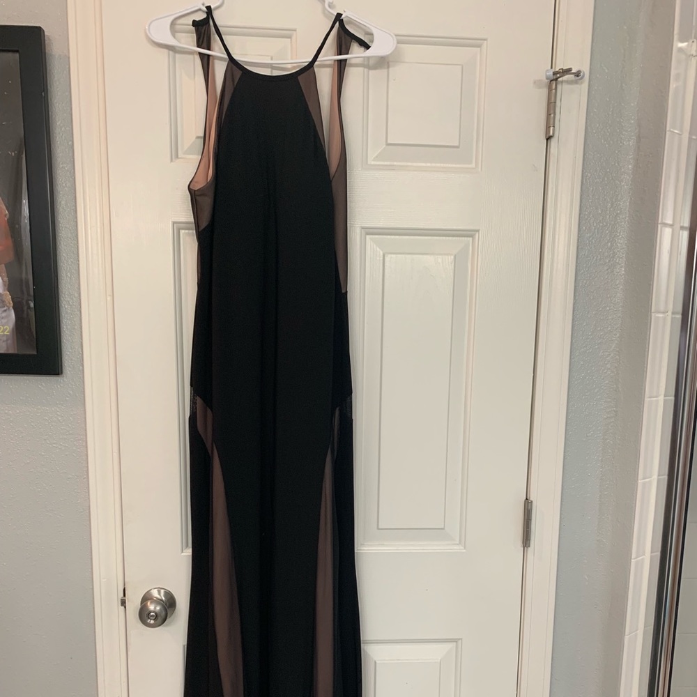 Nude/black gown